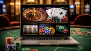 Online casinos displayed on a screen with casino game options