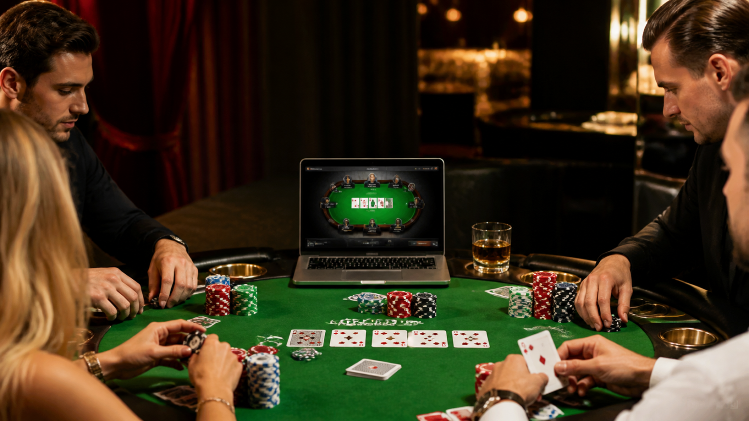 โต๊ะเกมโป๊กเกอร์ออนไลน์ในคาสิโน